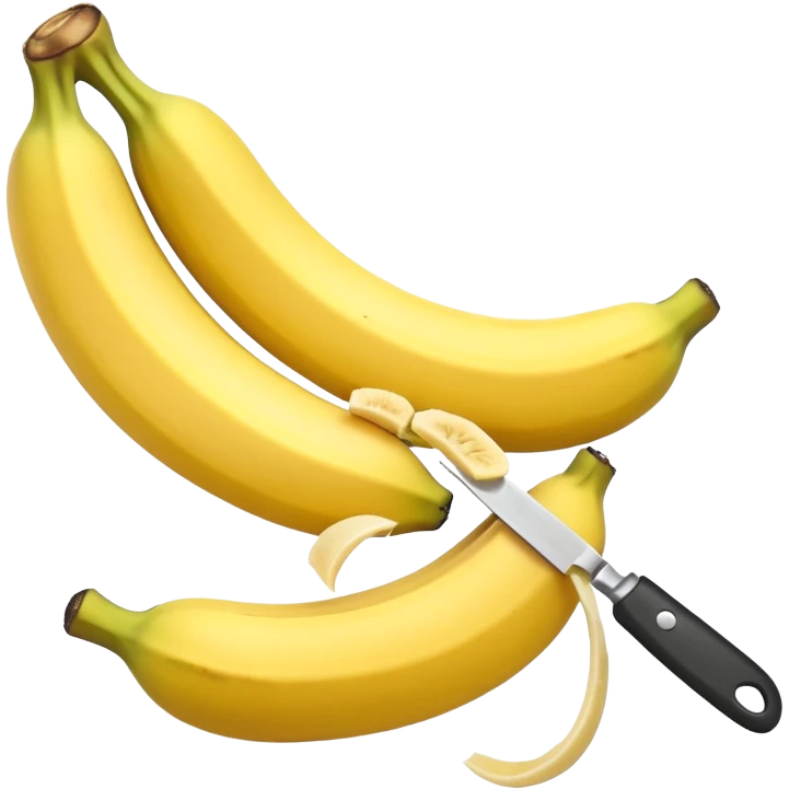 A peeled-off banana being chopped in small banana slices emoji