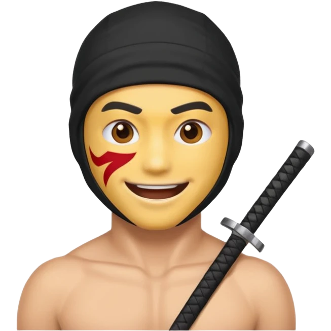 naked ninja emoji with the hot emoji face emoji