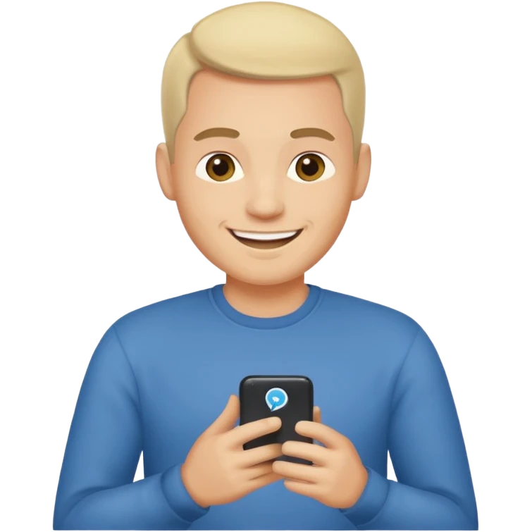 ligth man sending a text message emoji