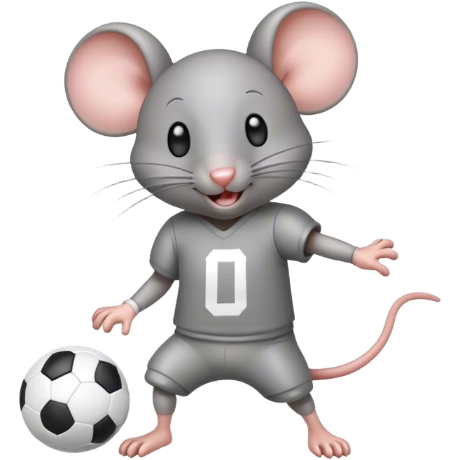Gray mouse playing football emoji