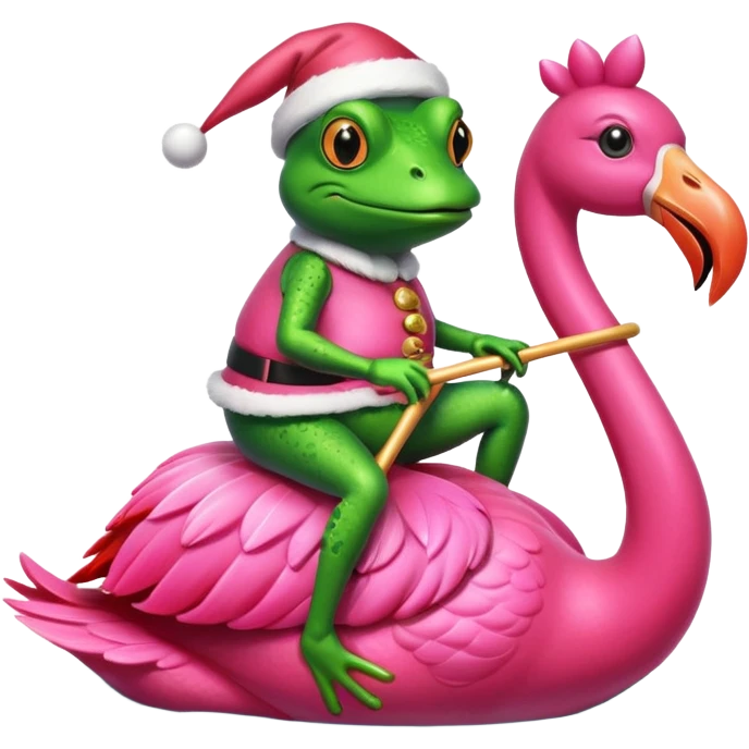 Santa frog riding flamingo  emoji
