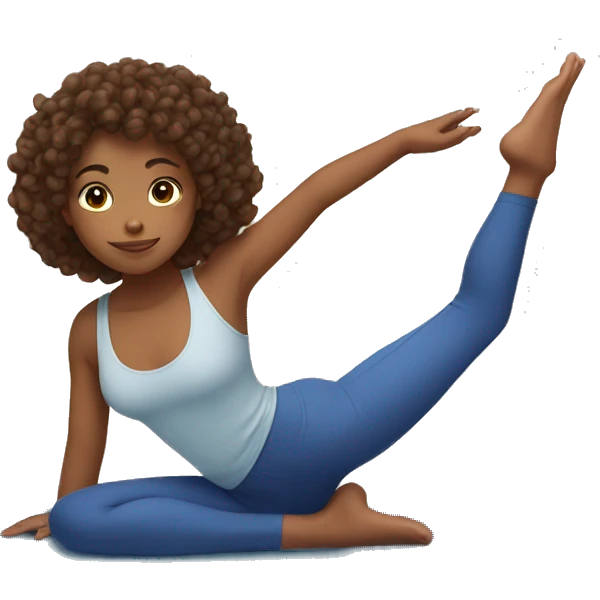Girl with curly brown hair doing yoga emoji