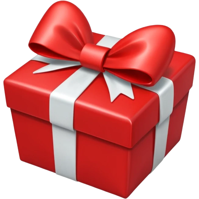 A red heart-shaped gift with a white bow emoji