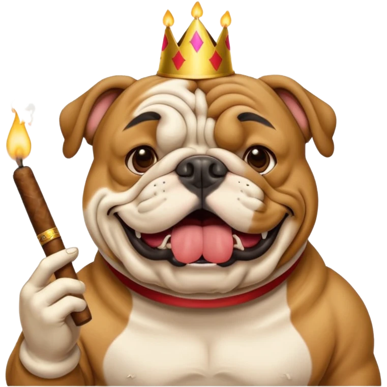 A Bulldog celebrating his birthday with 1 cigar in his mouth emoji