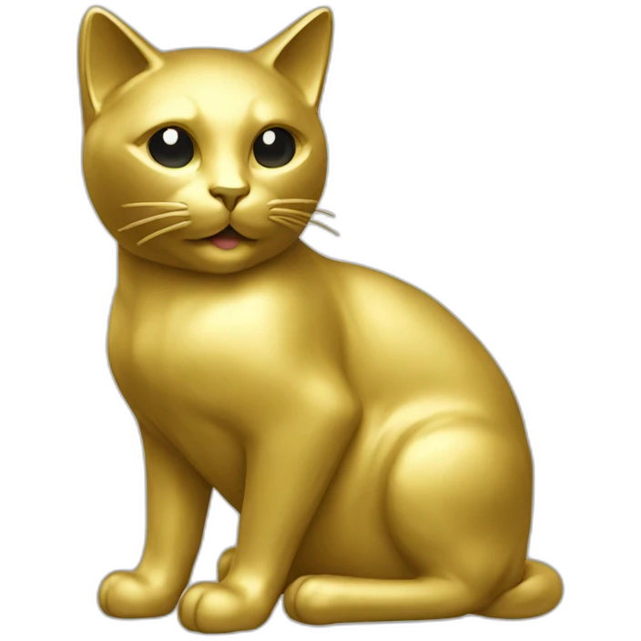 A statue of a cat in gold emoji