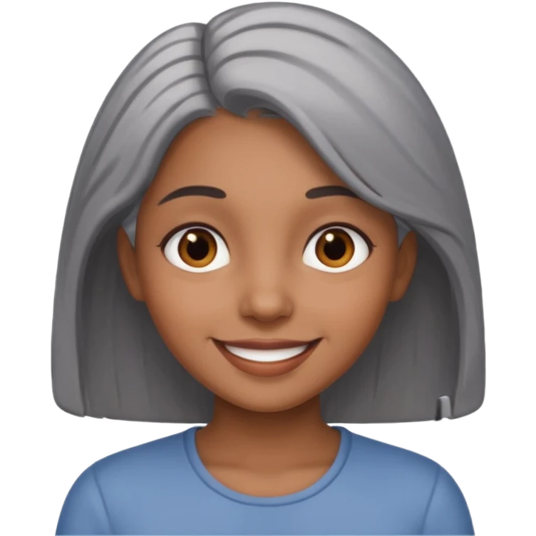 smiling brown girl with grey hair emoji