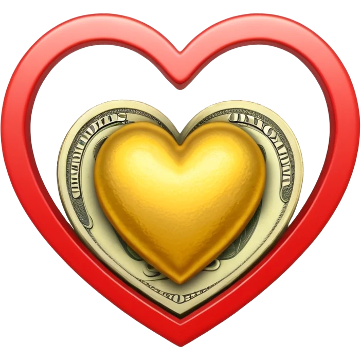 An heart composed of money. emoji