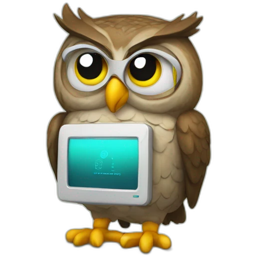 owl coding with portable pc emoji