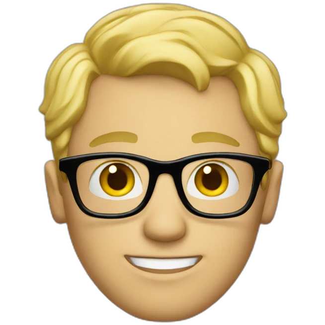 Blonde man with glasses behind notebook emoji