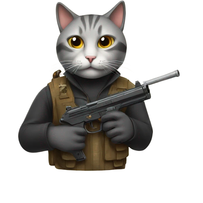 Cat with a gun emoji
