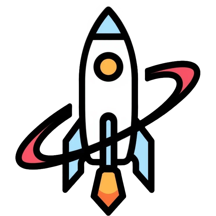 space agency logo with rocket and orbit symbol emoji