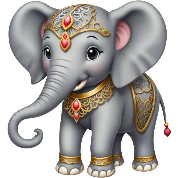 Vintage circus elephant wearing filigree emoji