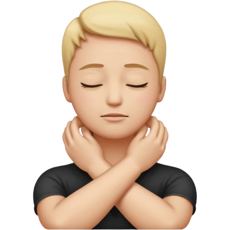 person with arms crossed holding their neck eyes closed emoji emoji