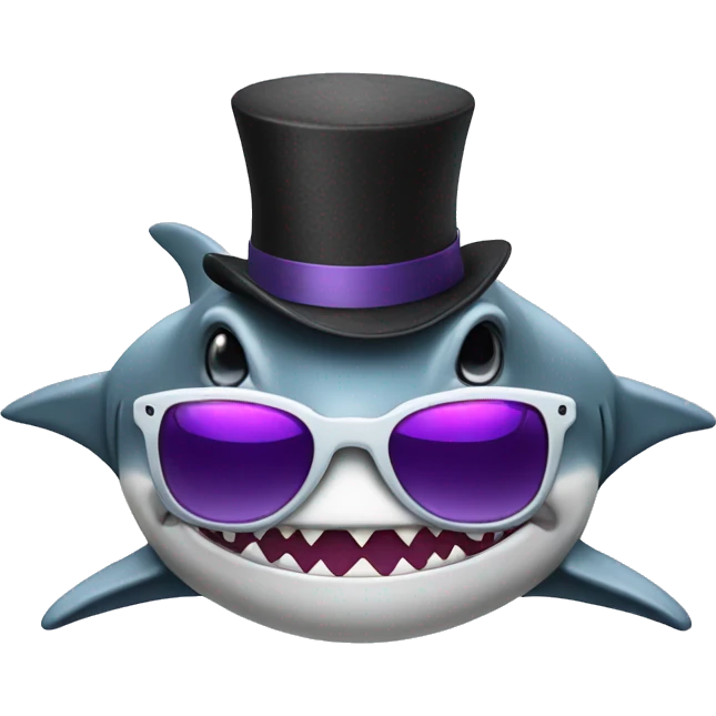 Shark with a top hat and purple sunglasses  emoji