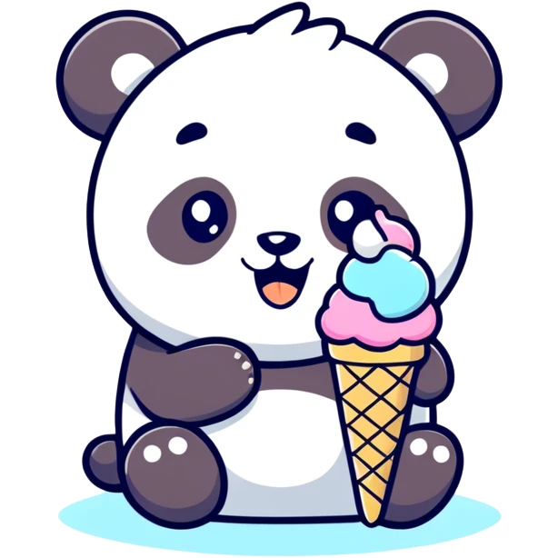 Panda eating ice cream emoji