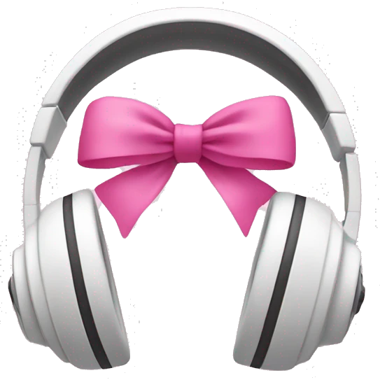 white headphone with two pink bows emoji