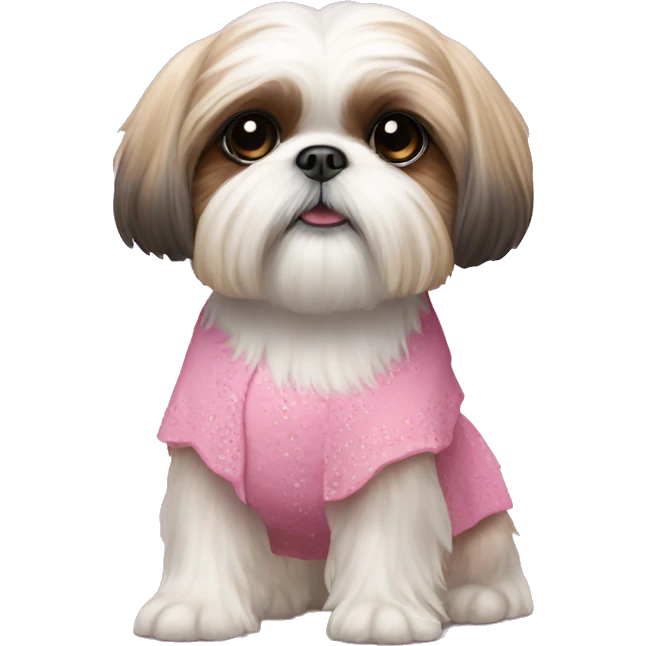 Shih tzu in pink dress emoji