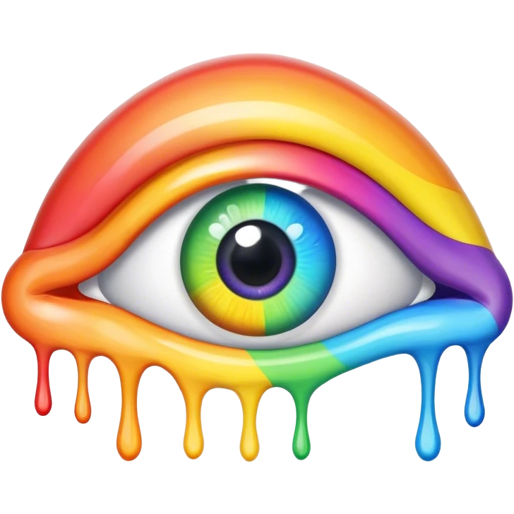 melted surreal cartoon rainbow eye emoji