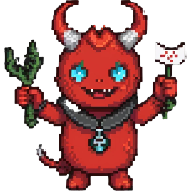 devil character saying thank you emoji