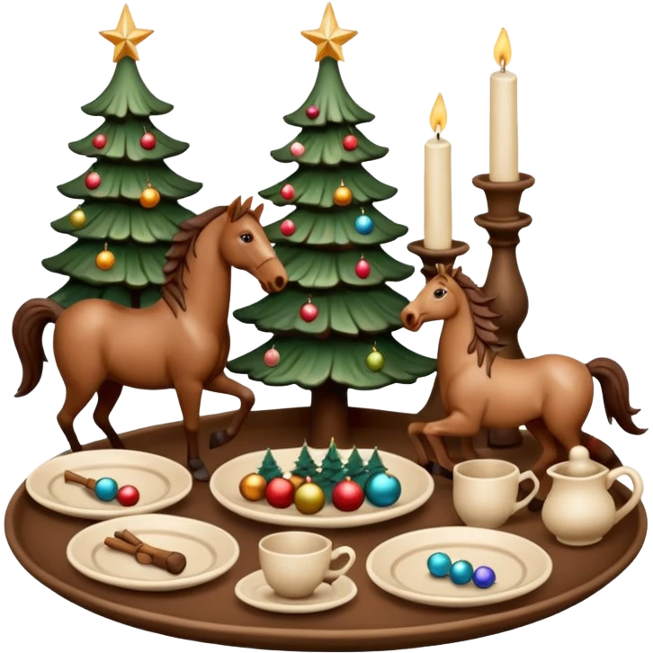  plates, cups, candlesticks, pendants, birds, horses, Christmas tree toys with potter  emoji