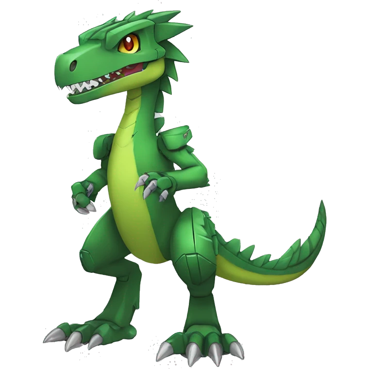  Edgy Green Digimon-Fakemon-Velociraptor-Dragon-Mecha full body emoji