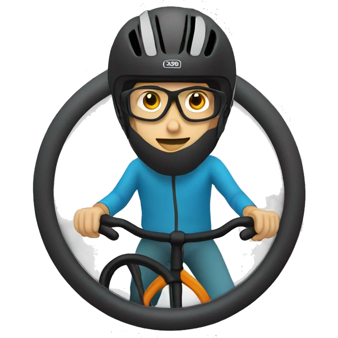 Bike rider in full cover helmet with glasses o emoji