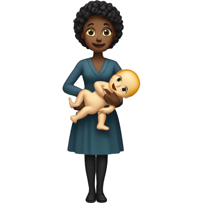 Lady holiding a midget emoji