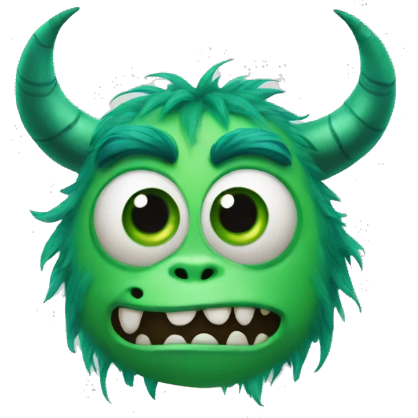 Monster Inc green monster emoji with human face with horns  emoji