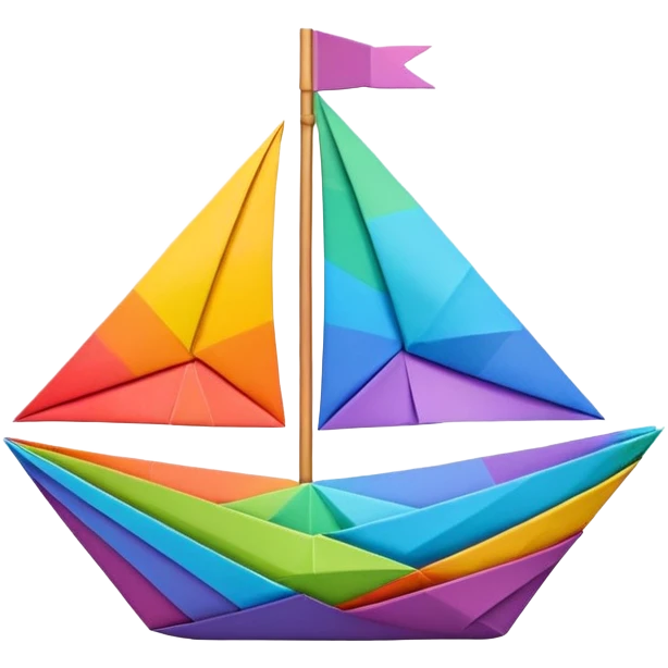 Rainbow paper ship  emoji