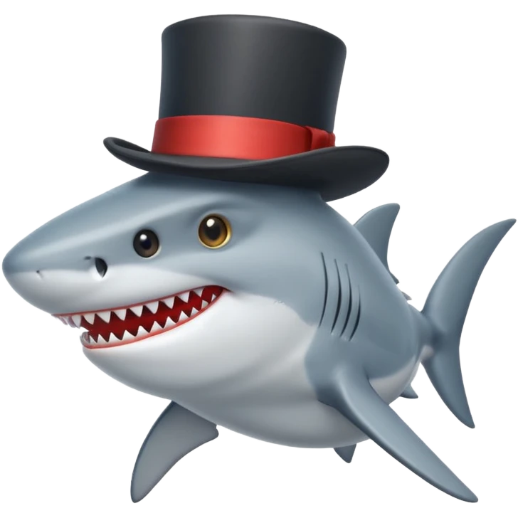 Shark with a top hat emoji