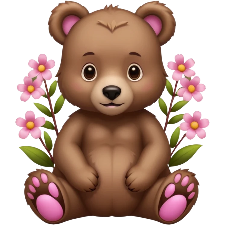 Bear and pink flowers emoji