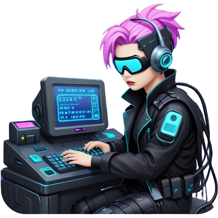 Dark night cyberpunk, cybercore, vaporwave aesthetic emoji
