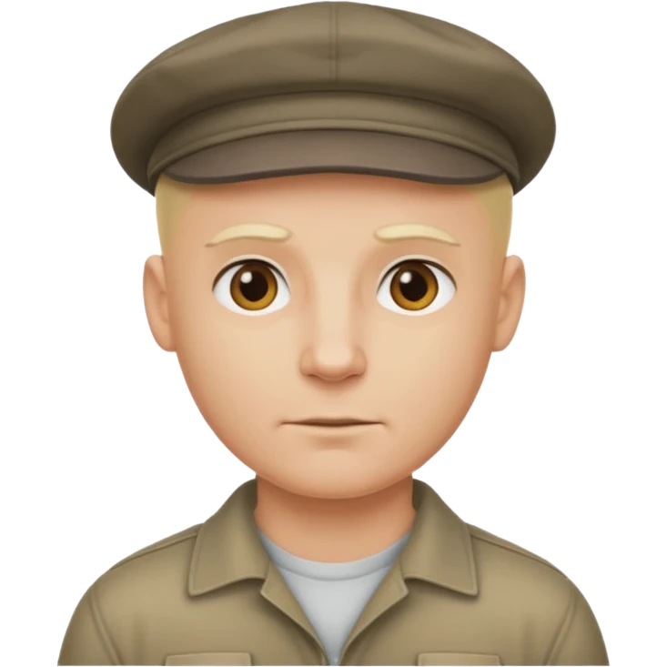 Homme fort blond chauve casquette emoji