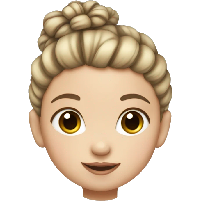 Baby girl with her hair tied up in a bun and she has white skin emoji
