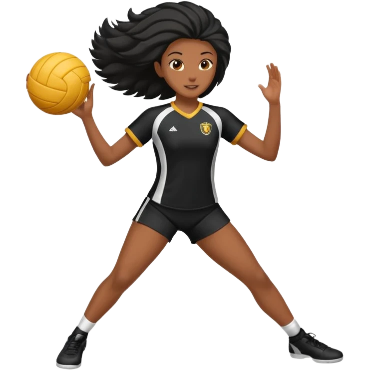 Uma atleta de voleibol de cabelo preto, esperando a bola na base emoji
