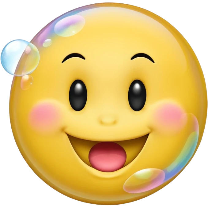 Smiley face blowing bubble emoji