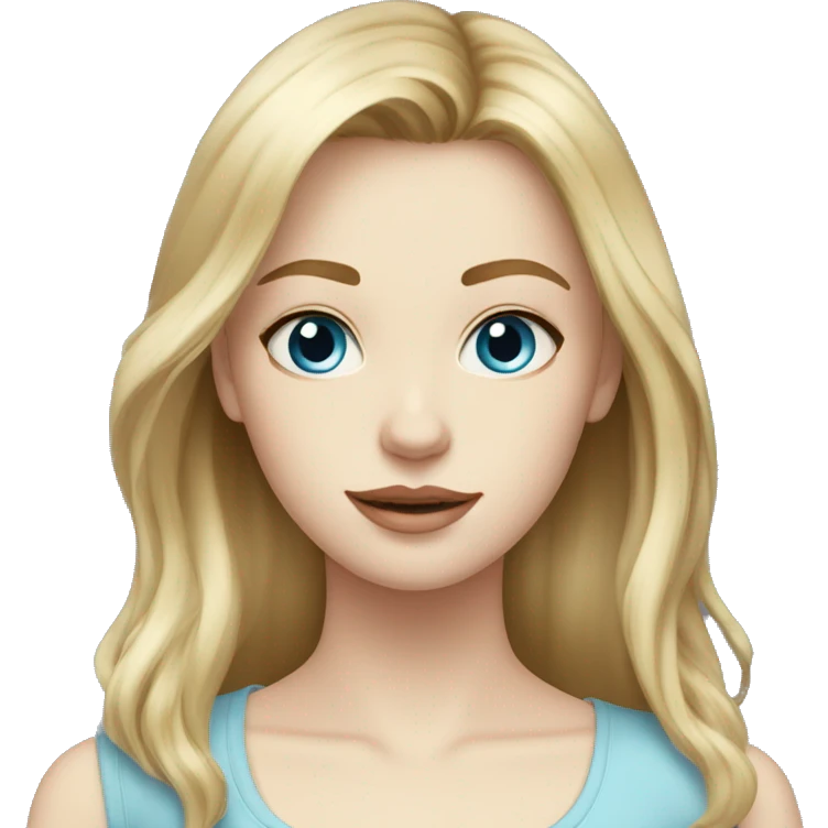 very dirty blonde medium length front layers hair pale skin blue eyes girl emoji