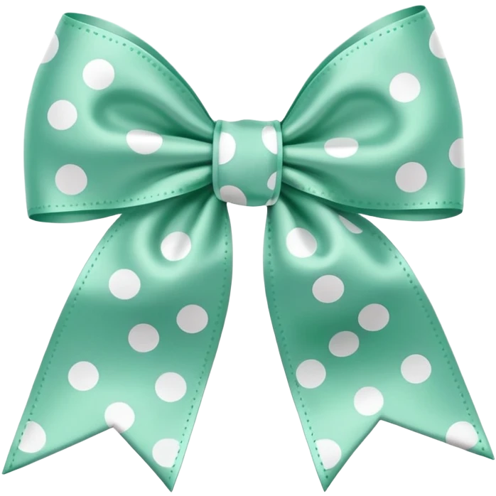 mint green bow with white dots emoji