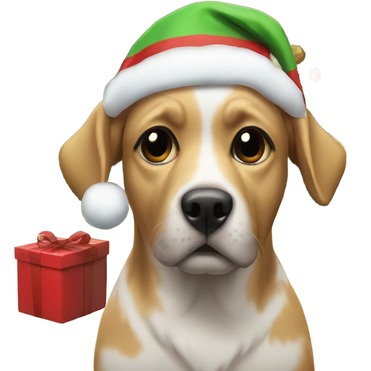 dog under christmas tree emoji