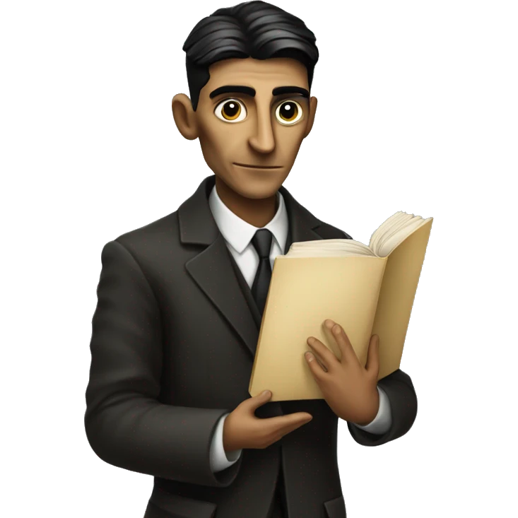 Kafka holds a book in his hands emoji