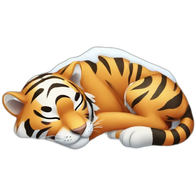 tiger sleeping in the snow emoji