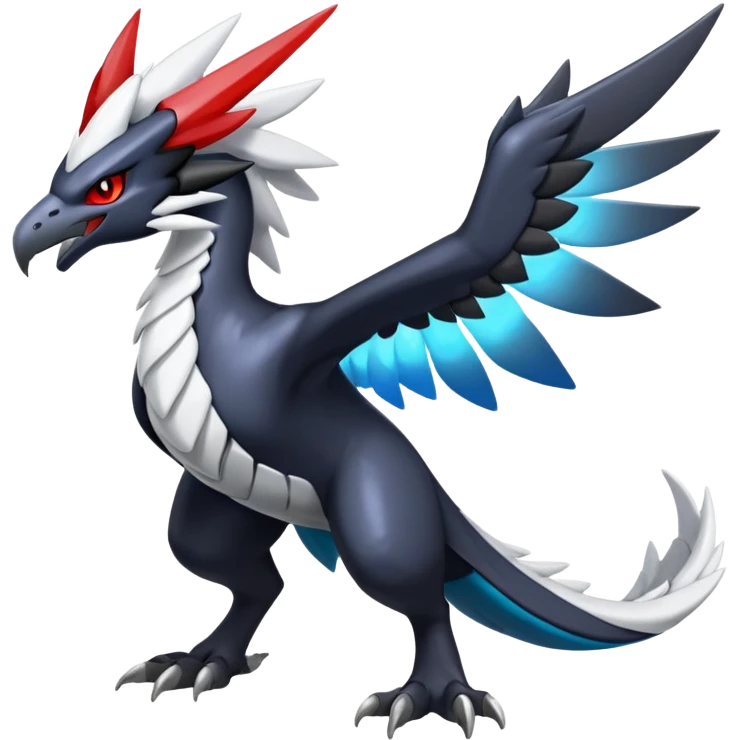 Shiny Dark Nargacuga-Zekrom-Reshiram-Silvally-Noivern-Hybrid (Full body) emoji