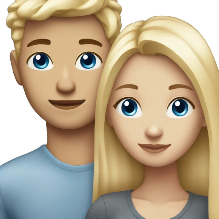 blonde girl blue eyes with boyfriend emoji