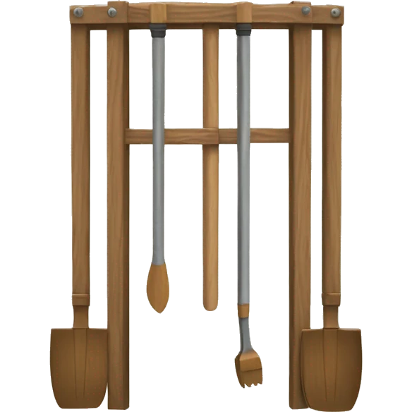 Antique lift with wooden rakes emoji