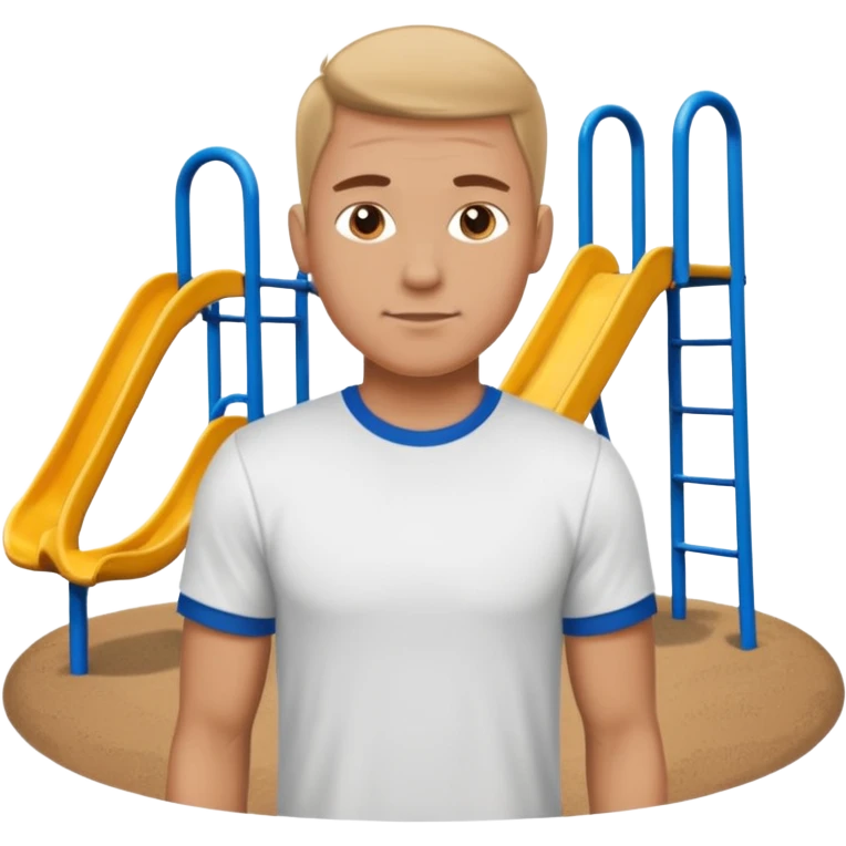 white sportsman in the playground, dressed in t-shirt emoji