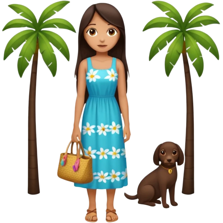 Can you make a girl with dark brown eyes with dark brown hair straight long hair with fully body  emoji