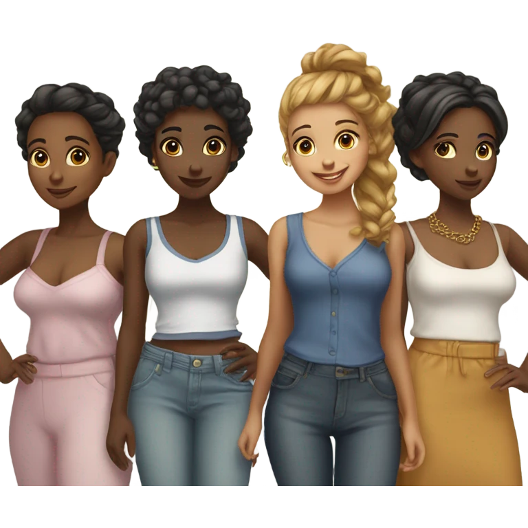 make me eight different girls with different clothes and hairstyles that are from the waist up  emoji