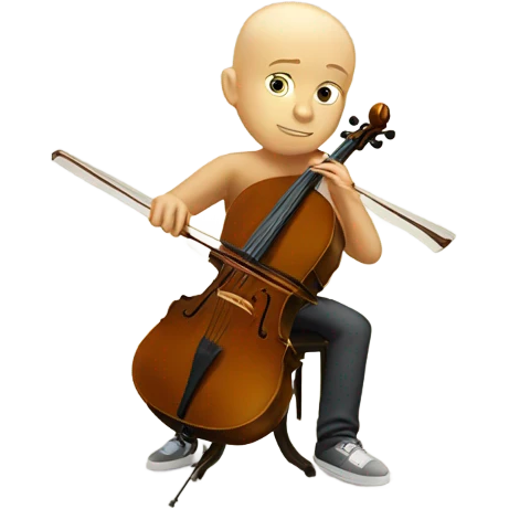 Blonde boy with bald hair playing cello  emoji