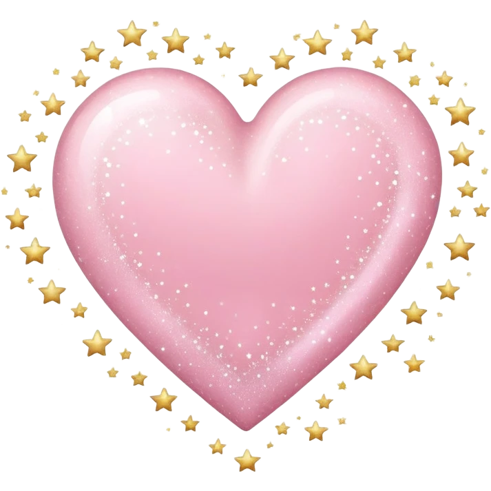 Soft pink heart with glitter and stars  emoji