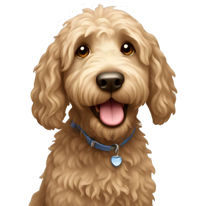 Labradoodle playing emoji